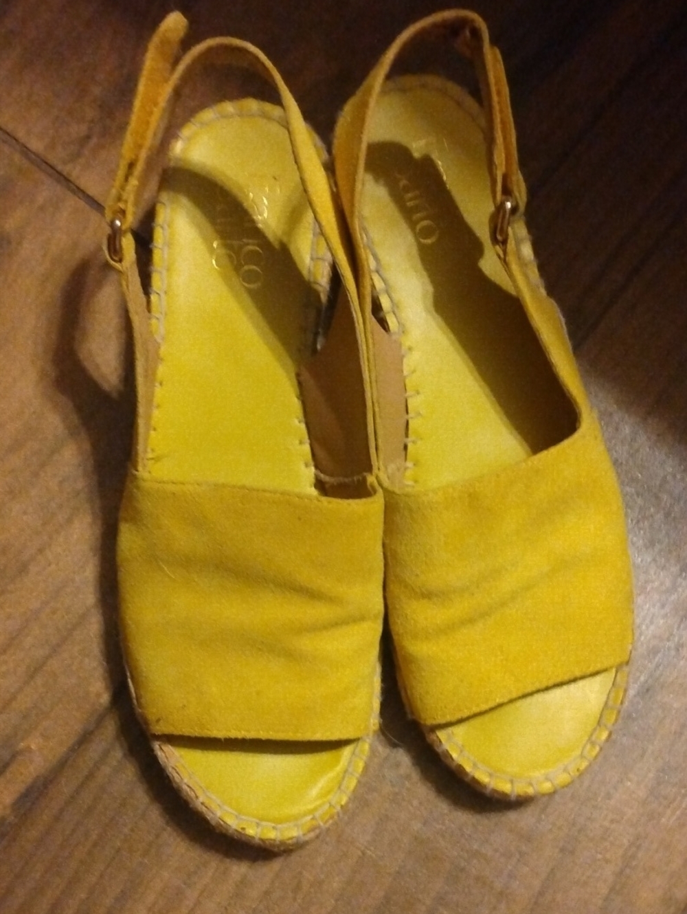Franco Sarto Bright Yellow Suede Espadrille Slingbacks
